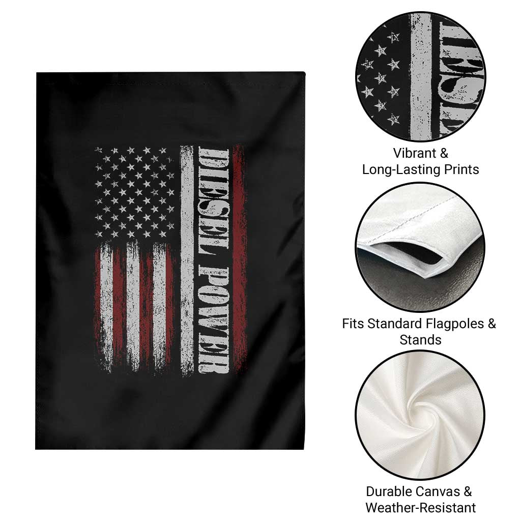 Vintage Distressed Mechanic Trucker Graphic Garden Flag Diesel Power USA Flag TS10 Print Your Wear