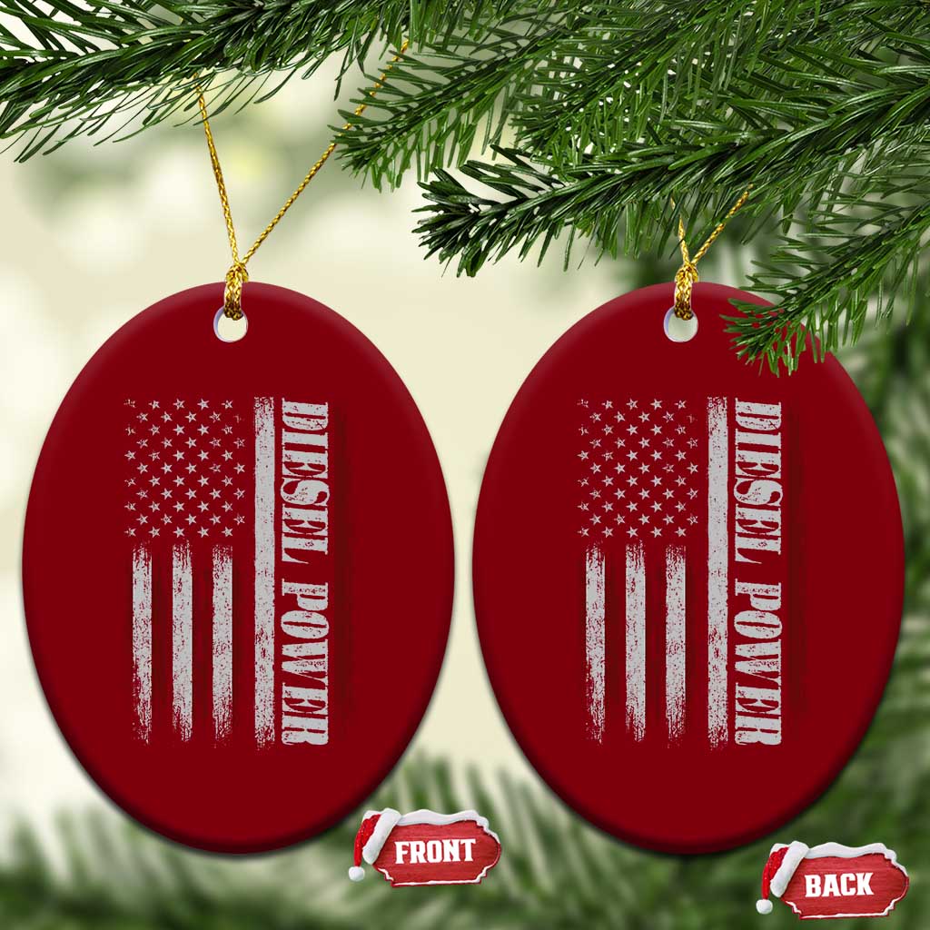 Vintage Distressed Mechanic Trucker Graphic Ceramic Ornament Diesel Power USA Flag TS10 Print Your Wear