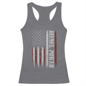 Vintage Distressed Mechanic Trucker Graphic Racerback Tank Top Diesel Power USA Flag TS10 Charcoal Print Your Wear