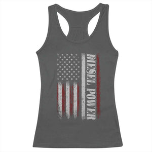 Vintage Distressed Mechanic Trucker Graphic Racerback Tank Top Diesel Power USA Flag TS10 Dark Heather Print Your Wear