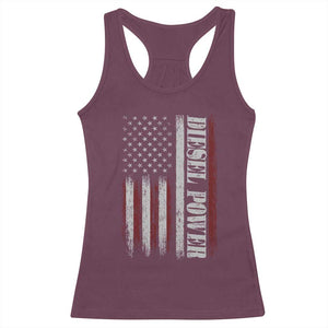 Vintage Distressed Mechanic Trucker Graphic Racerback Tank Top Diesel Power USA Flag TS10 Maroon Print Your Wear