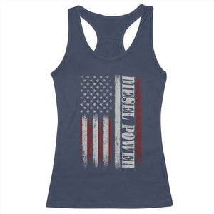 Vintage Distressed Mechanic Trucker Graphic Racerback Tank Top Diesel Power USA Flag TS10 Navy Print Your Wear