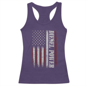 Vintage Distressed Mechanic Trucker Graphic Racerback Tank Top Diesel Power USA Flag TS10 Purple Print Your Wear