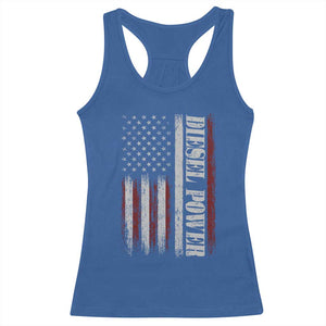 Vintage Distressed Mechanic Trucker Graphic Racerback Tank Top Diesel Power USA Flag TS10 Royal Blue Print Your Wear