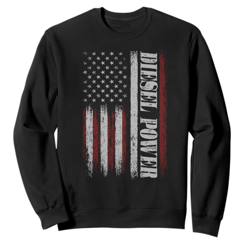 Vintage Distressed Mechanic Trucker Graphic Sweatshirt Diesel Power USA Flag TS10 Black Print Your Wear