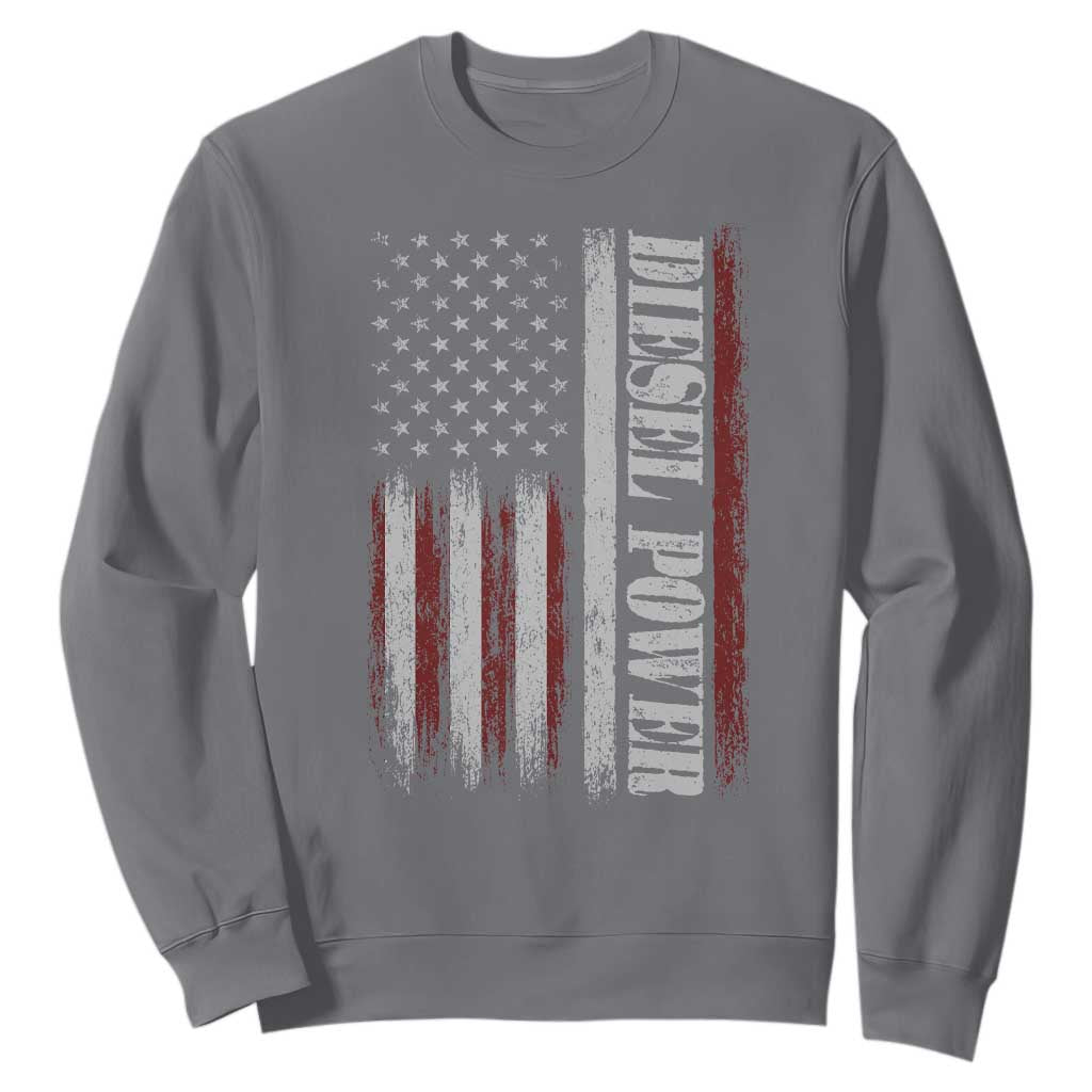Vintage Distressed Mechanic Trucker Graphic Sweatshirt Diesel Power USA Flag TS10 Charcoal Print Your Wear