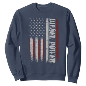 Vintage Distressed Mechanic Trucker Graphic Sweatshirt Diesel Power USA Flag TS10 Navy Print Your Wear