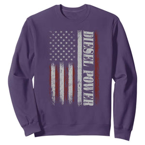 Vintage Distressed Mechanic Trucker Graphic Sweatshirt Diesel Power USA Flag TS10 Purple Print Your Wear