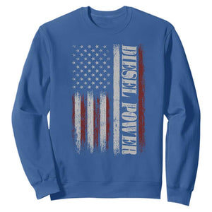 Vintage Distressed Mechanic Trucker Graphic Sweatshirt Diesel Power USA Flag TS10 Royal Blue Print Your Wear