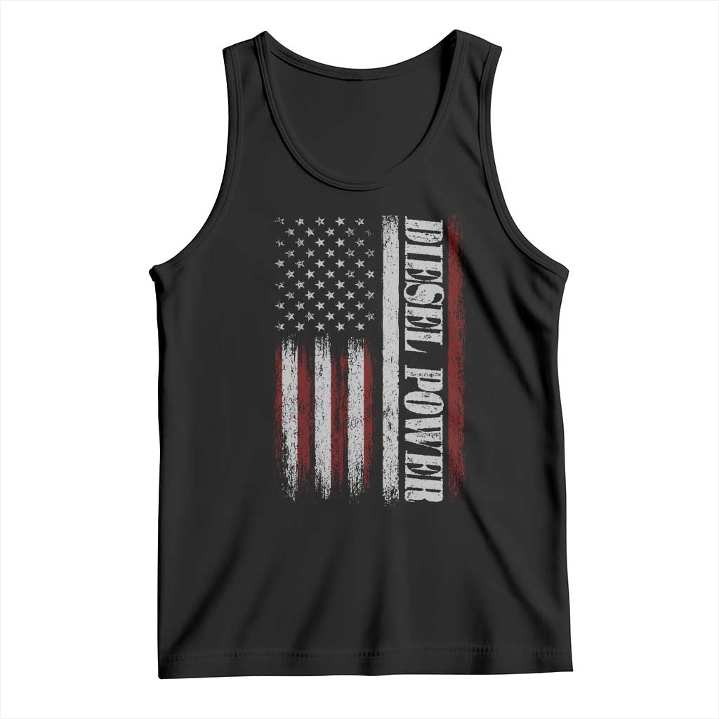 Vintage Distressed Mechanic Trucker Graphic Tank Top Diesel Power USA Flag TS10 Black Print Your Wear