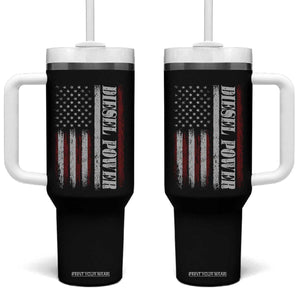 Vintage Distressed Mechanic Trucker Graphic Tumbler With Handle Diesel Power USA Flag TS10 One Size: 40 oz Black Print Your Wear