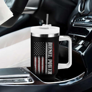 Vintage Distressed Mechanic Trucker Graphic Tumbler With Handle Diesel Power USA Flag TS10 Print Your Wear