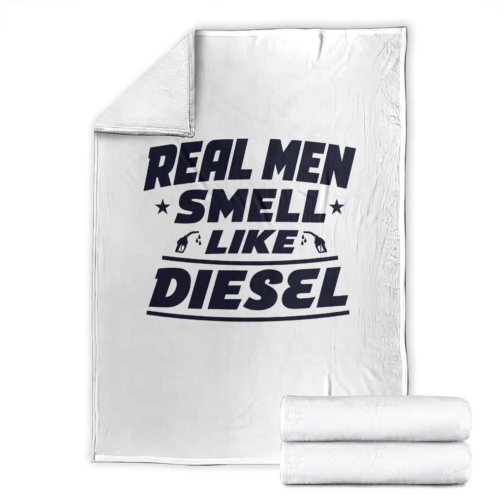 Real Men Smell Like Diesel Truck Mechanic Humor Throw Blanket TS10 White Print Your Wear