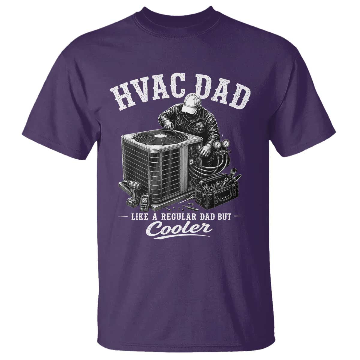 HVAC Dad T Shirt Funny Technician Fathers Day Graphic TS10 Purple Print Your Wear