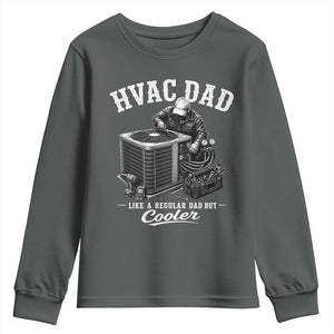 HVAC Dad Youth Sweatshirt Funny Technician Fathers Day Graphic TS10 Dark Heather Print Your Wear