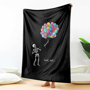 Well Shit Skeleton Detached Arm Throw Blanket Gothic Halloween Flying Balloons Graphic TS10 Print Your Wear