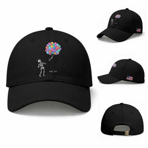 Well Shit Skeleton Detached Arm Baseball Cap Gothic Halloween Flying Balloons Graphic TS10 Baseball Cap Universal Fit Black Print Your Wear