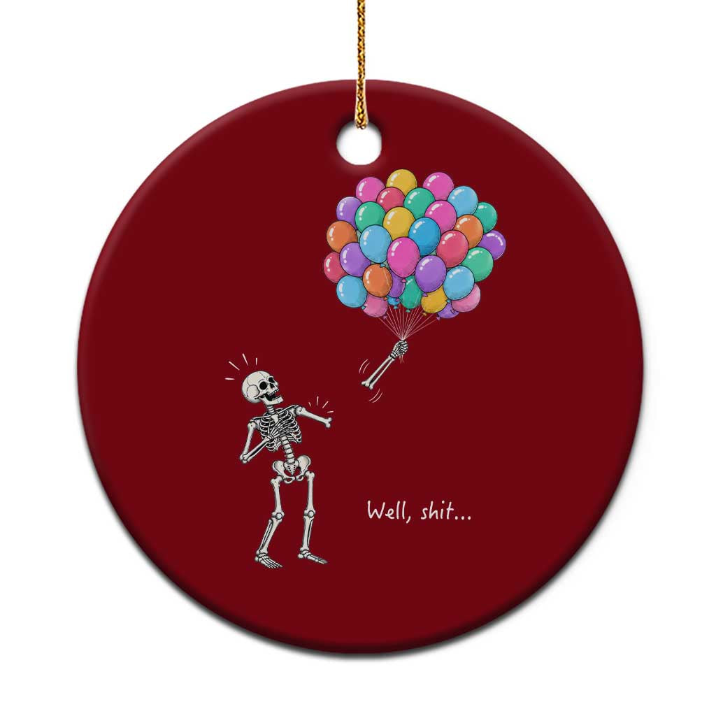 Well Shit Skeleton Detached Arm Ceramic Ornament Gothic Halloween Flying Balloons Graphic TS10 1pc Red Print Your Wear