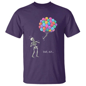 Well Shit Skeleton Detached Arm T Shirt Gothic Halloween Flying Balloons Graphic TS10 Purple Print Your Wear