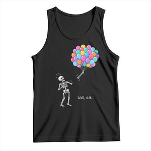 Well Shit Skeleton Detached Arm Tank Top Gothic Halloween Flying Balloons Graphic TS10 Black Print Your Wear