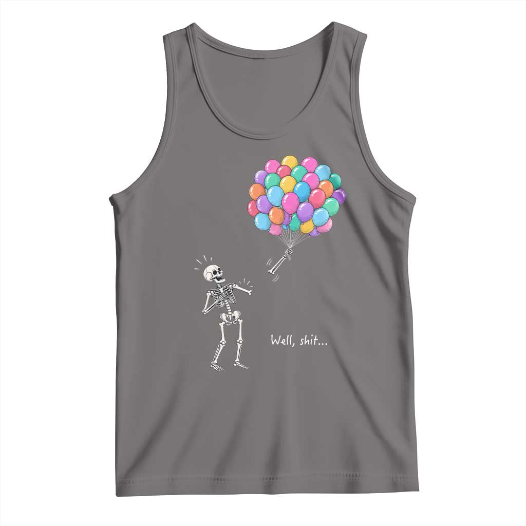 Well Shit Skeleton Detached Arm Tank Top Gothic Halloween Flying Balloons Graphic TS10 Deep Heather Print Your Wear