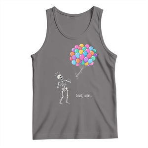 Well Shit Skeleton Detached Arm Tank Top Gothic Halloween Flying Balloons Graphic TS10 Deep Heather Print Your Wear