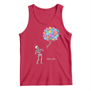 Well Shit Skeleton Detached Arm Tank Top Gothic Halloween Flying Balloons Graphic TS10 Red Print Your Wear