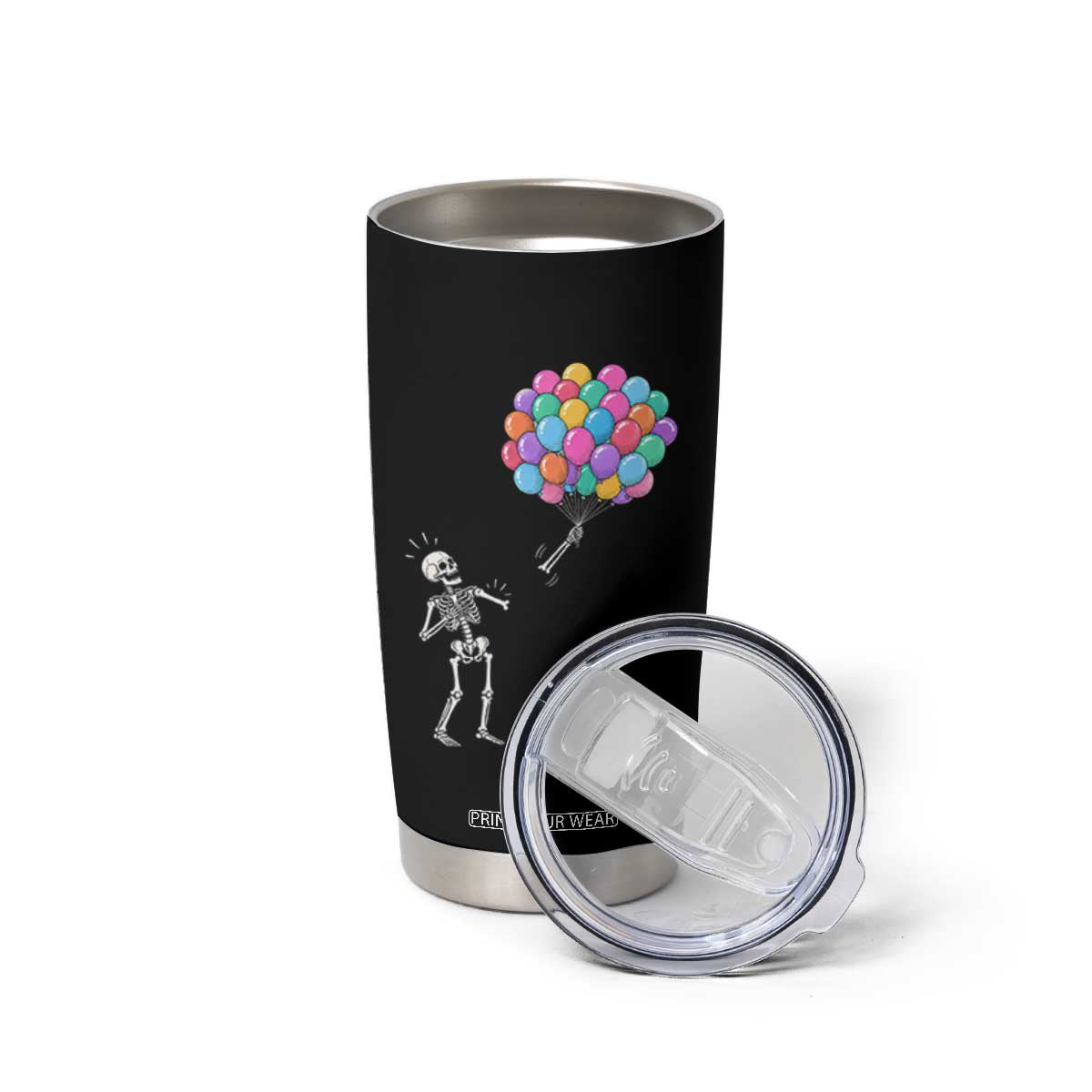 Well Shit Skeleton Detached Arm Tumbler Cup Gothic Halloween Flying Balloons Graphic TS10 Print Your Wear