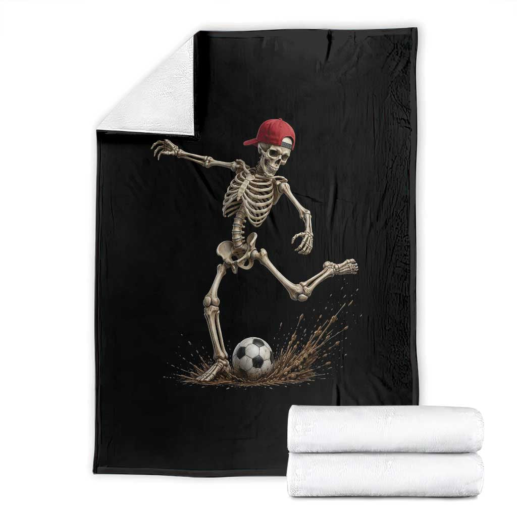 Skeleton Soccer Halloween Costume Throw Blanket Football Kicking Concept Funny Sports Fan