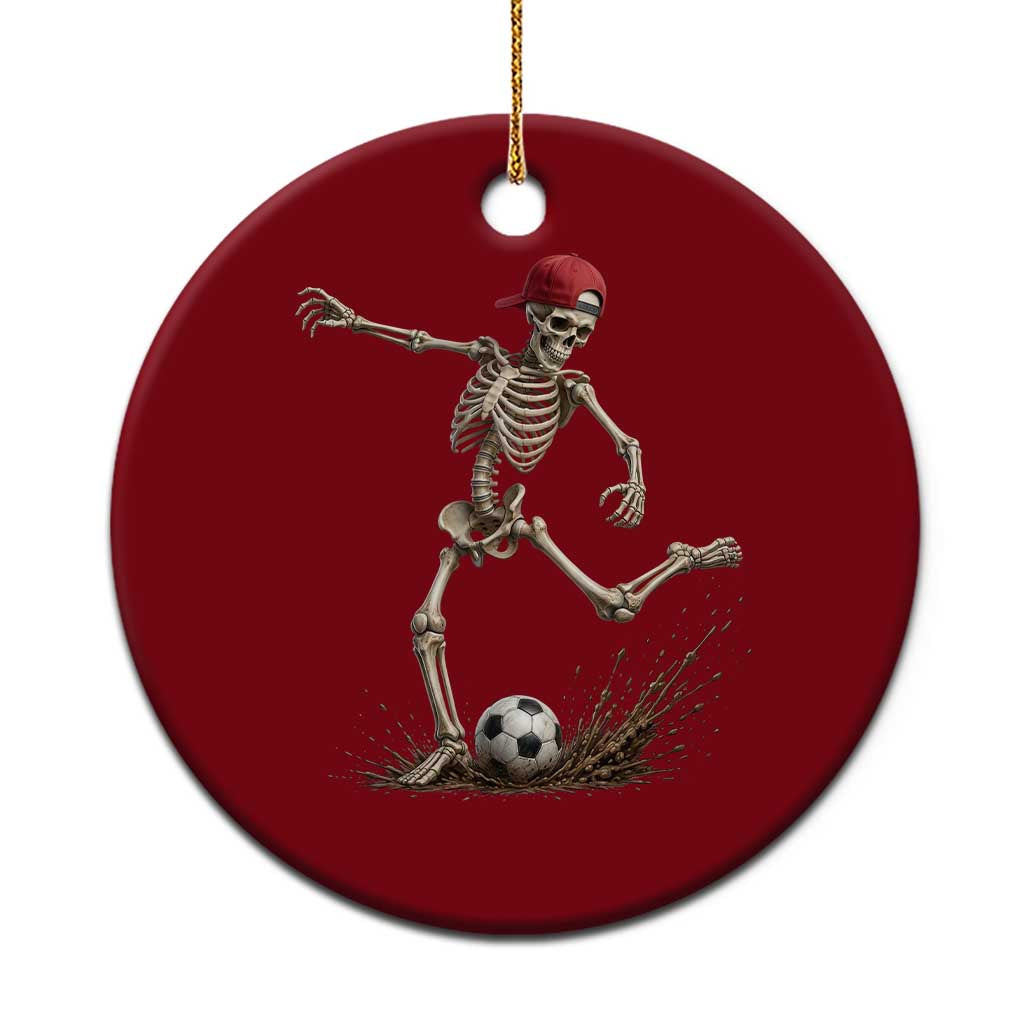 Skeleton Soccer Halloween Costume Ceramic Ornament Football Kicking Concept Funny Sports Fan