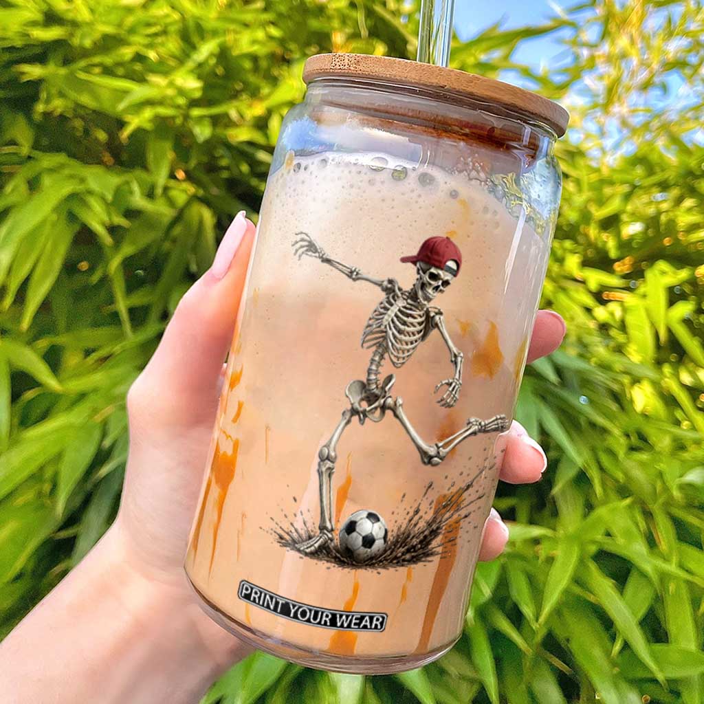 Skeleton Soccer Halloween Costume Glass Can Football Kicking Concept Funny Sports Fan