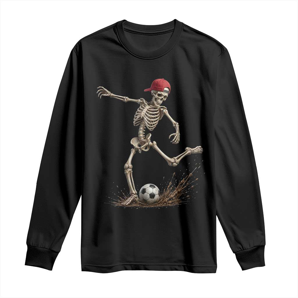 Skeleton Soccer Halloween Costume Long Sleeve Shirt Football Kicking Concept Funny Sports Fan