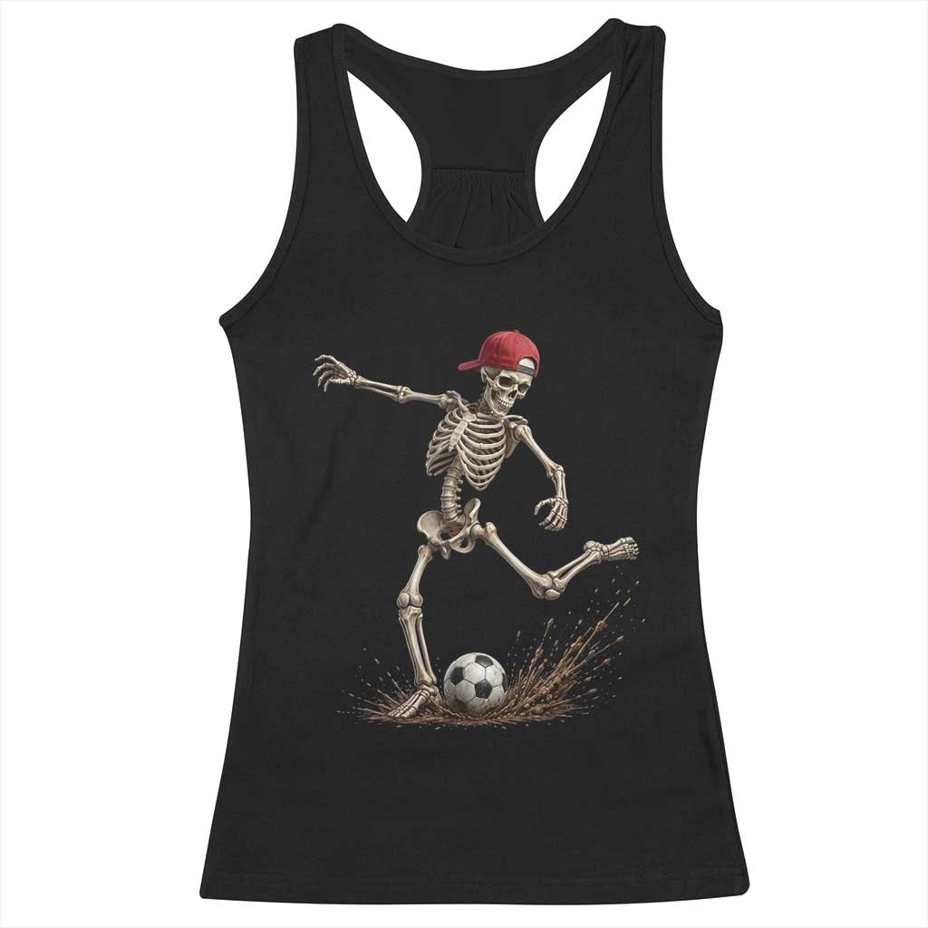Skeleton Soccer Halloween Costume Racerback Tank Top Football Kicking Concept Funny Sports Fan
