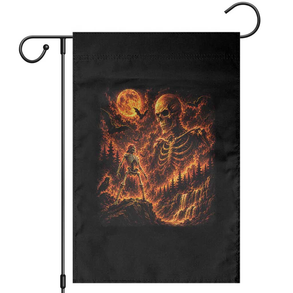 90s Retro Skeleton Full Moon Spooky Halloween Graphic Garden Flag