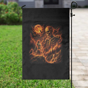 90s Retro Skeleton Full Moon Spooky Halloween Graphic Garden Flag