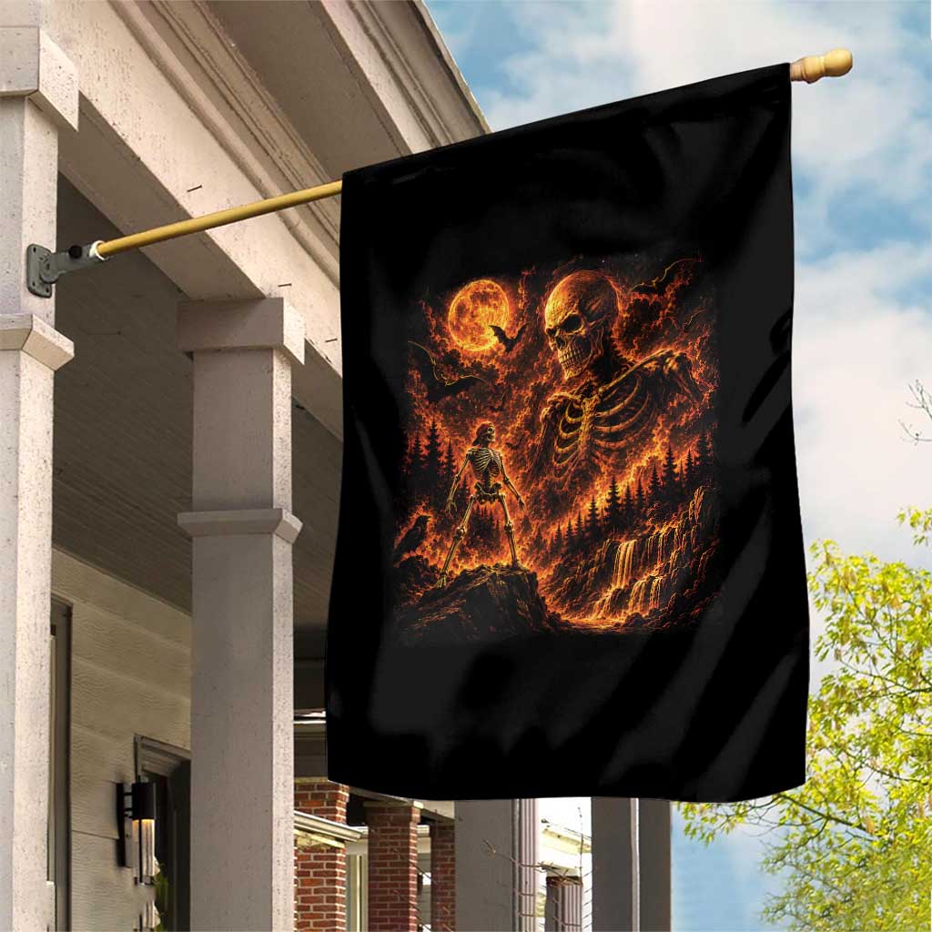 90s Retro Skeleton Full Moon Spooky Halloween Graphic Garden Flag