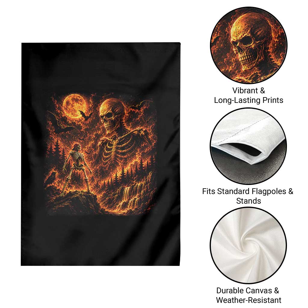 90s Retro Skeleton Full Moon Spooky Halloween Graphic Garden Flag