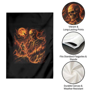90s Retro Skeleton Full Moon Spooky Halloween Graphic Garden Flag
