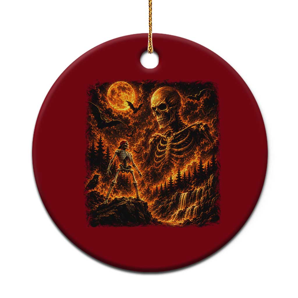 90s Retro Skeleton Full Moon Spooky Halloween Graphic Ceramic Ornament