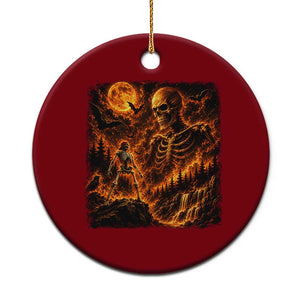 90s Retro Skeleton Full Moon Spooky Halloween Graphic Ceramic Ornament