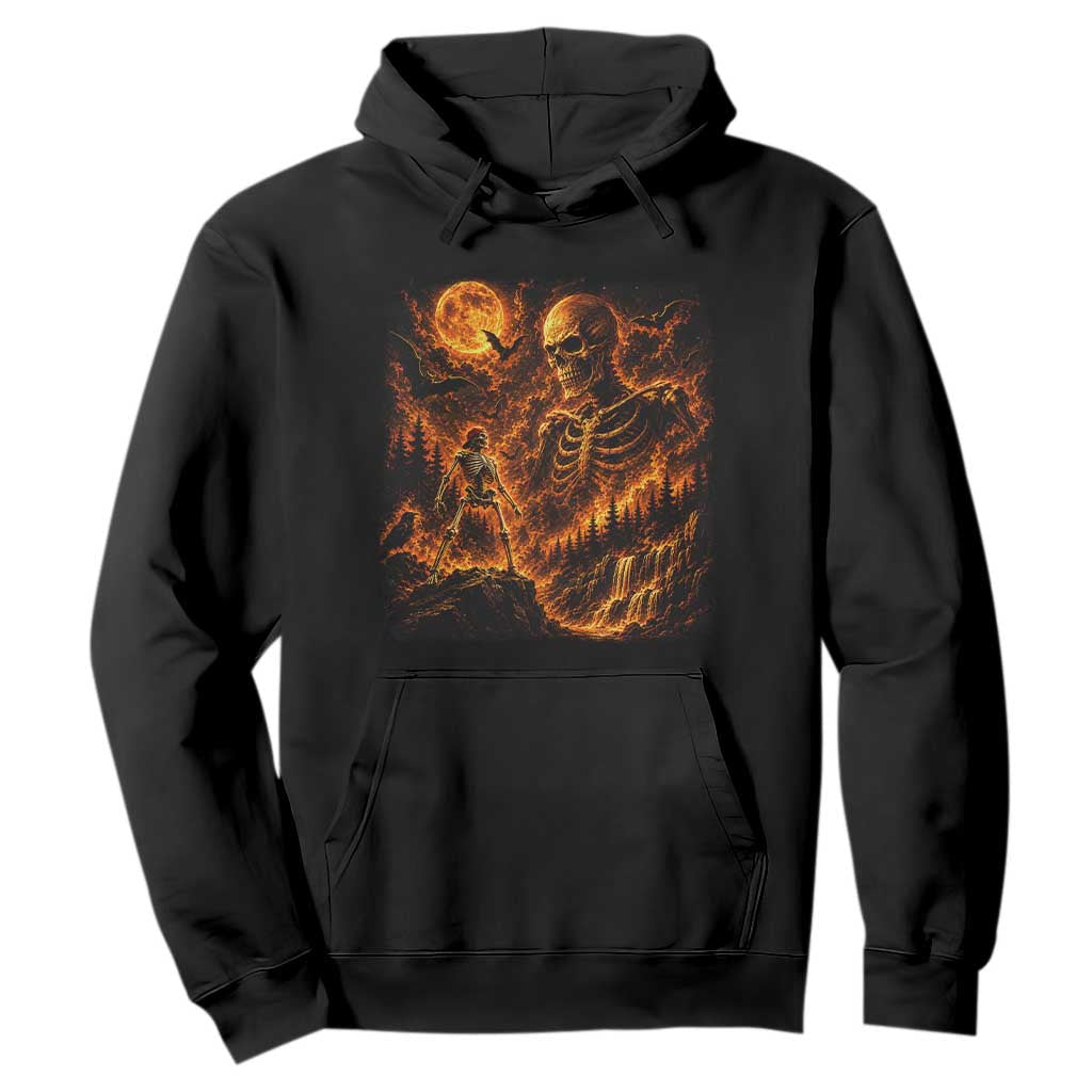 90s Retro Skeleton Full Moon Spooky Halloween Graphic Hoodie