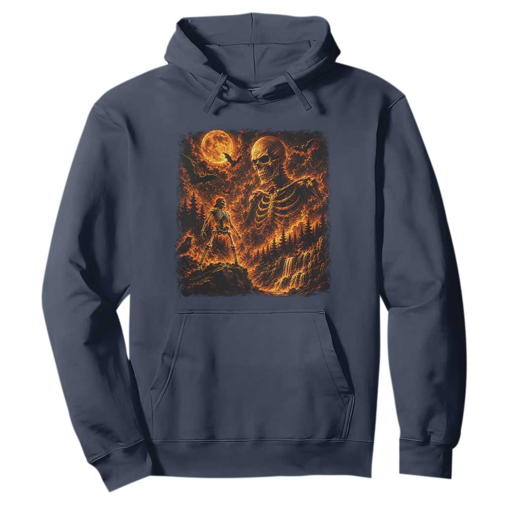 90s Retro Skeleton Full Moon Spooky Halloween Graphic Hoodie