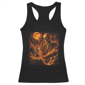 90s Retro Skeleton Full Moon Spooky Halloween Graphic Racerback Tank Top