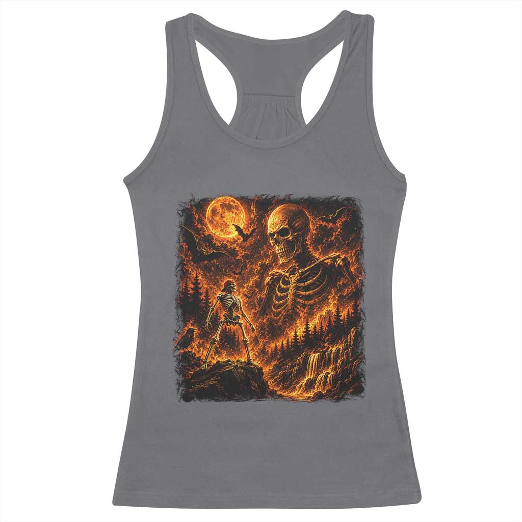 90s Retro Skeleton Full Moon Spooky Halloween Graphic Racerback Tank Top