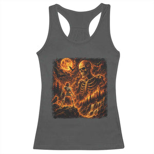 90s Retro Skeleton Full Moon Spooky Halloween Graphic Racerback Tank Top