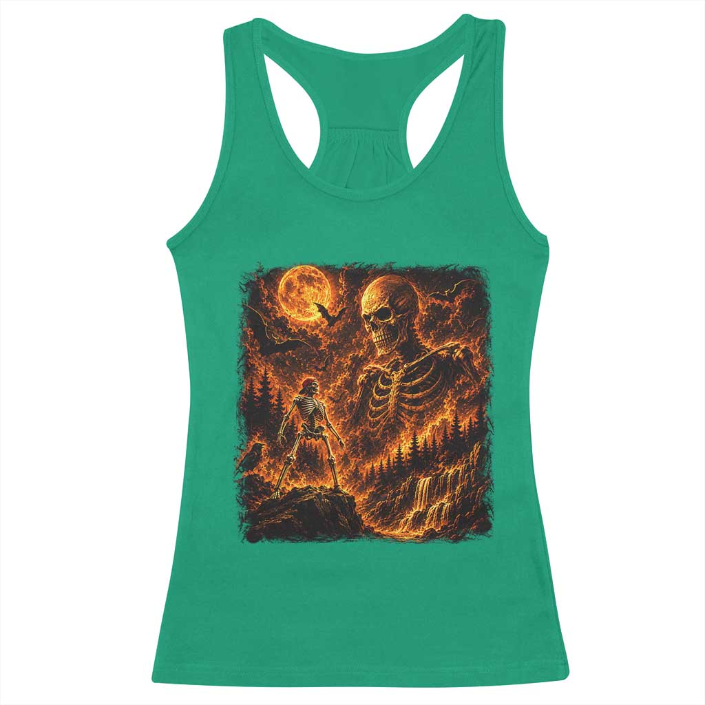 90s Retro Skeleton Full Moon Spooky Halloween Graphic Racerback Tank Top