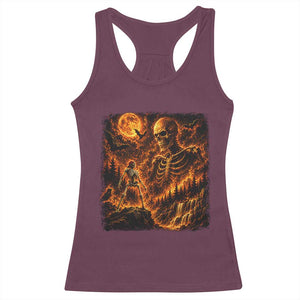 90s Retro Skeleton Full Moon Spooky Halloween Graphic Racerback Tank Top