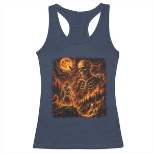 90s Retro Skeleton Full Moon Spooky Halloween Graphic Racerback Tank Top