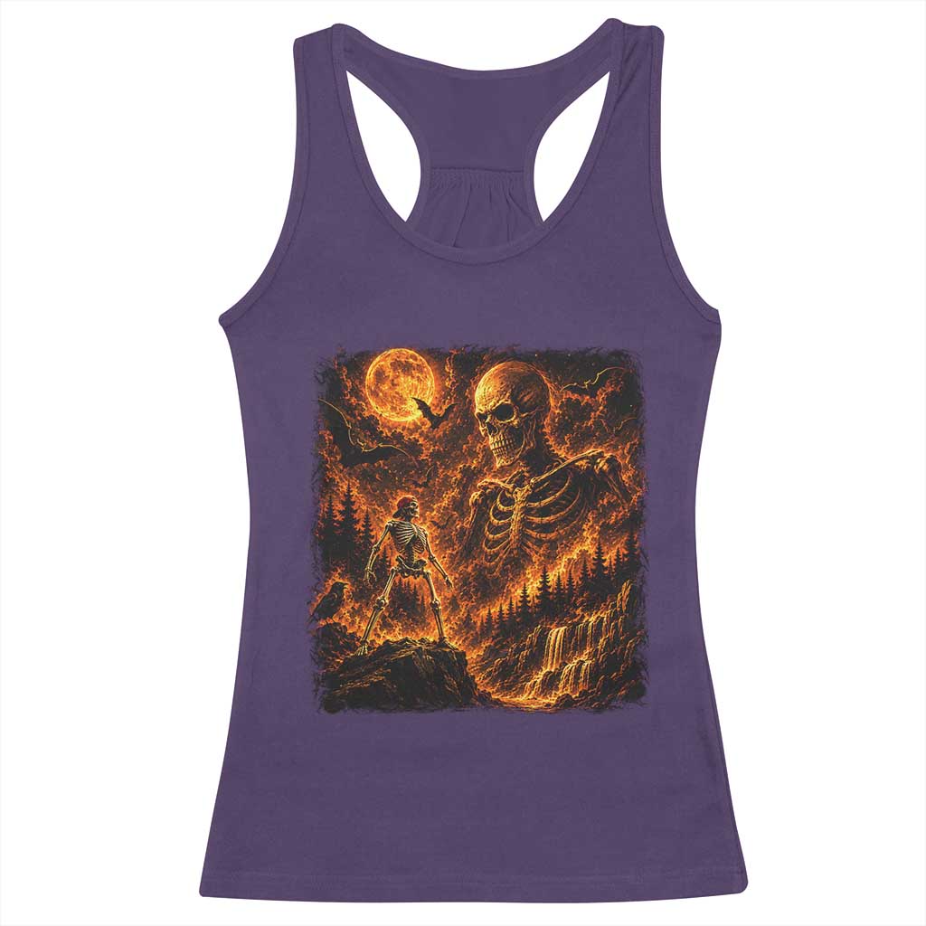 90s Retro Skeleton Full Moon Spooky Halloween Graphic Racerback Tank Top