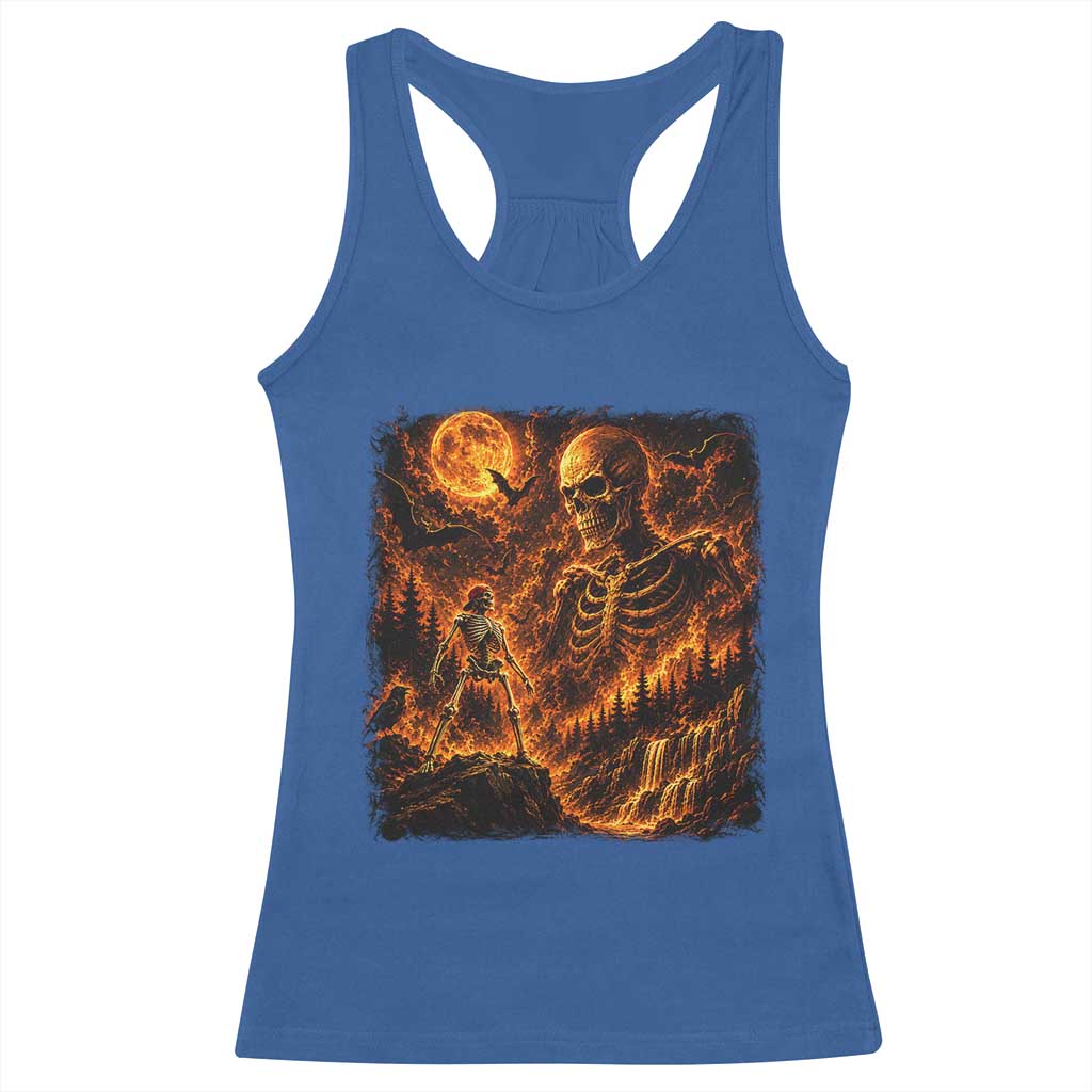 90s Retro Skeleton Full Moon Spooky Halloween Graphic Racerback Tank Top